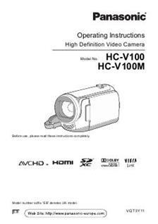 Panasonic HC V100 M manual. Camera Instructions.